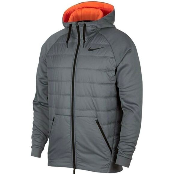 Nike Dri-FIT Gray Full-Zip Hooded Jacket Men’s Large Activewear Winter Warm - Picture 2 of 16